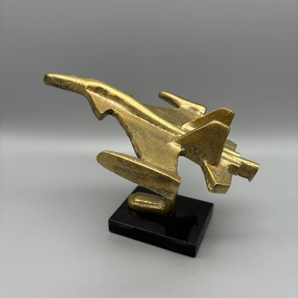 Brass Colored Metal Military Air ForceSU-30 MKI Fighter Jet On Black Marble base